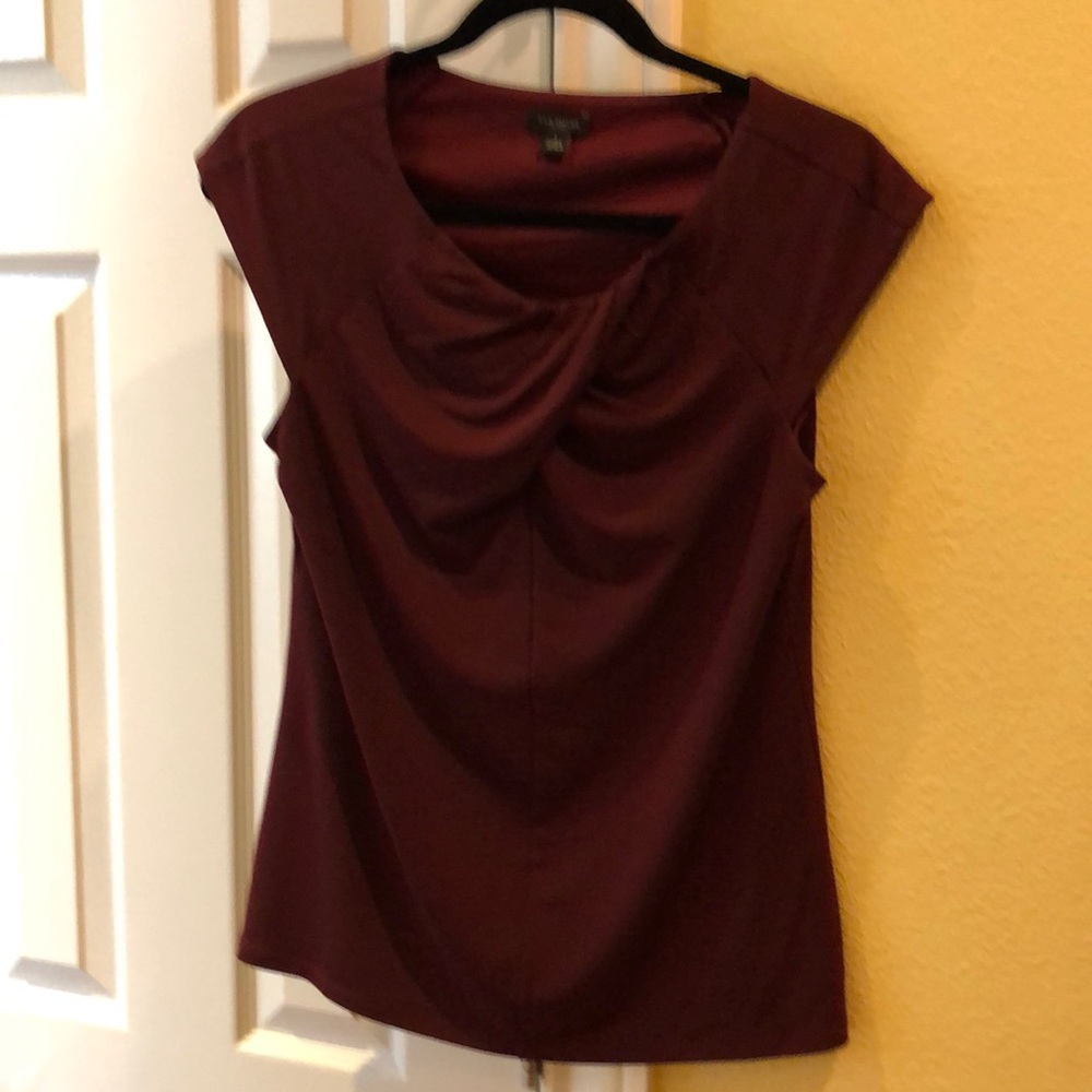 Ann Taylor burgundy twist front blouse, Sz S
